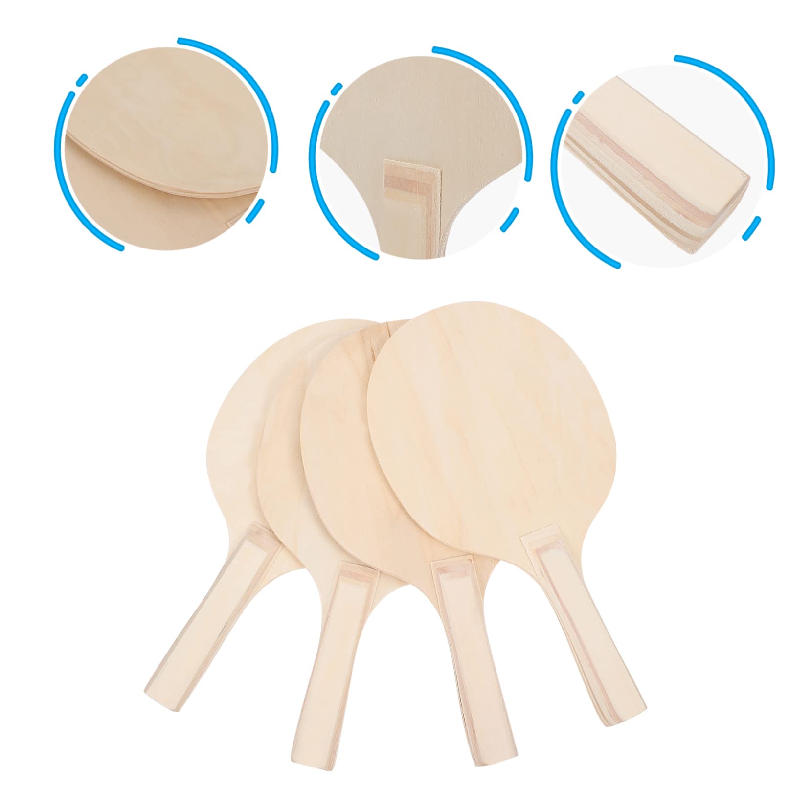 Set di Racchette da Spiaggia in Legno Marrone 4 Pezzi | Festa Estiva, Gioco da Spiaggia, Pagaia senza Bave, Giochi Spiaggia e Giochi per Spiaggia