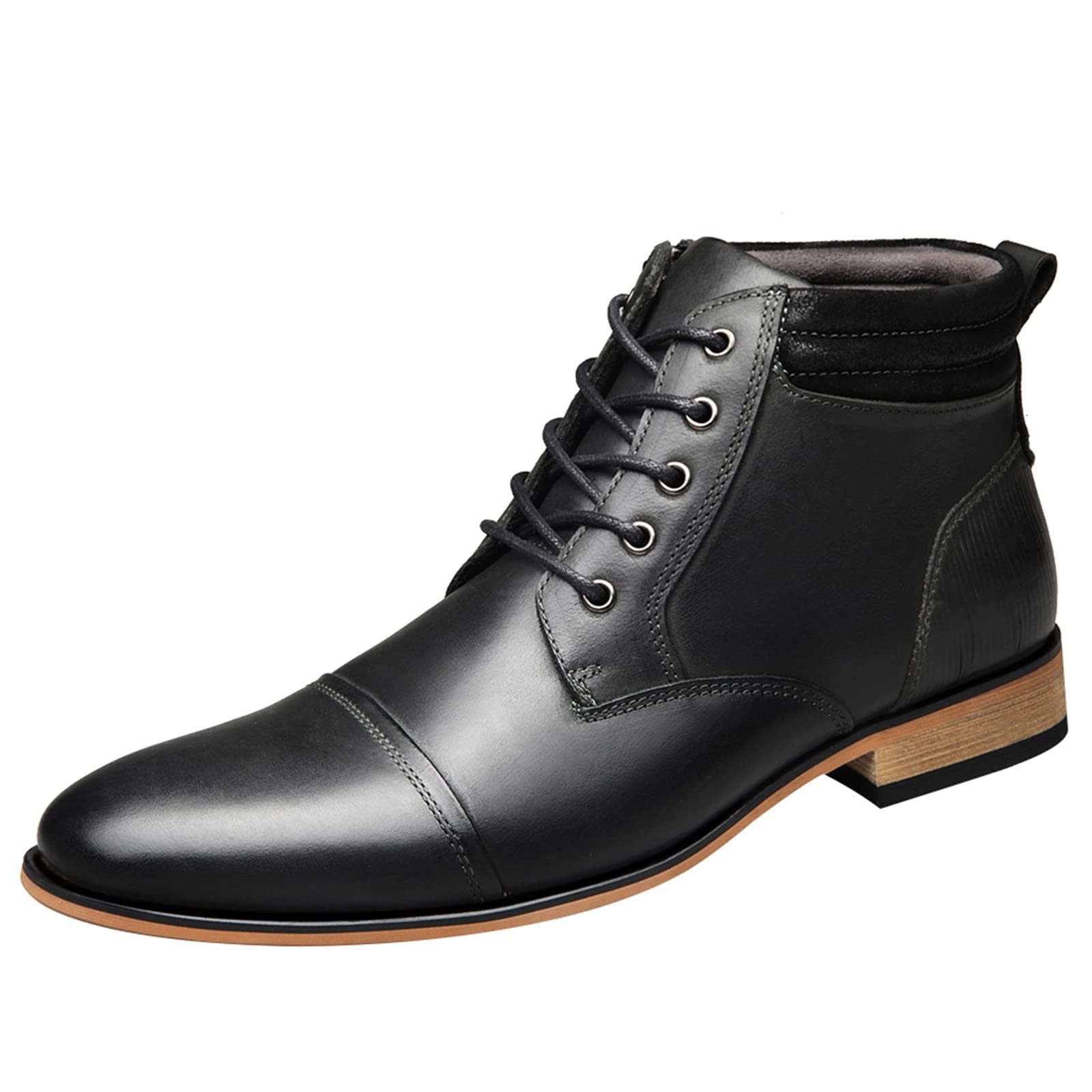 ANUFER Uomo Vintage Allacciare Pelle Stivali Zip Formale Scarpe da Sera