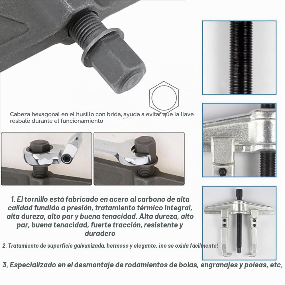 Extractor Rodamientos,Extractor Rodamientos Internos,Extractor Paralelo De Doble Mordaza,Llave Dinamométrica,Para Extraer Rodamientos De Bolas,Engranajes y Discos De Correas,Etc.（10 Pulgadas 250mm）