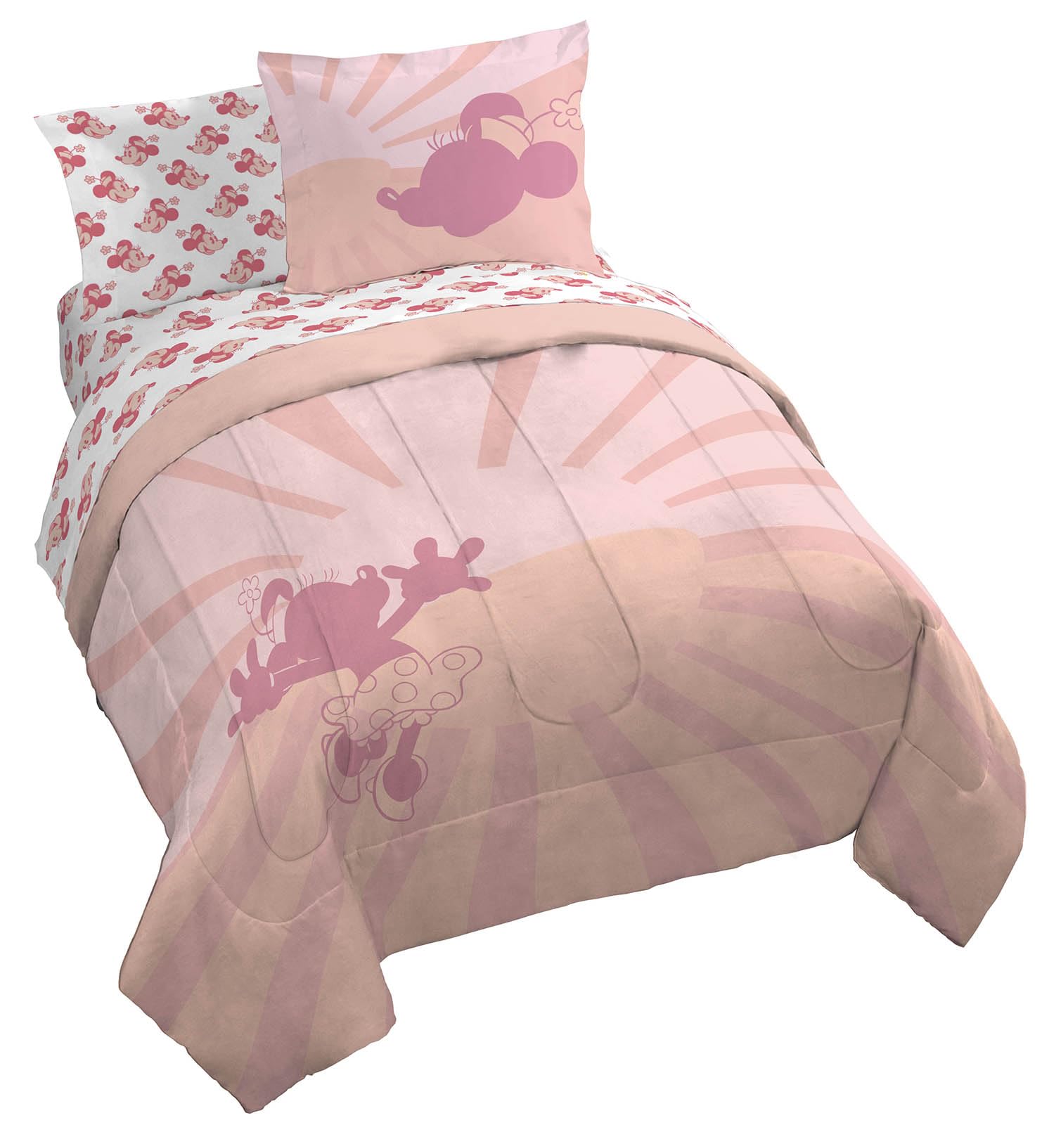 Jay Franco Disney Minnie Mouse Queen Size Comforter Set - 7 Piece Bedding Includes Sheet Set & Pillow Covers - Super Soft Cozy Pink Bedding