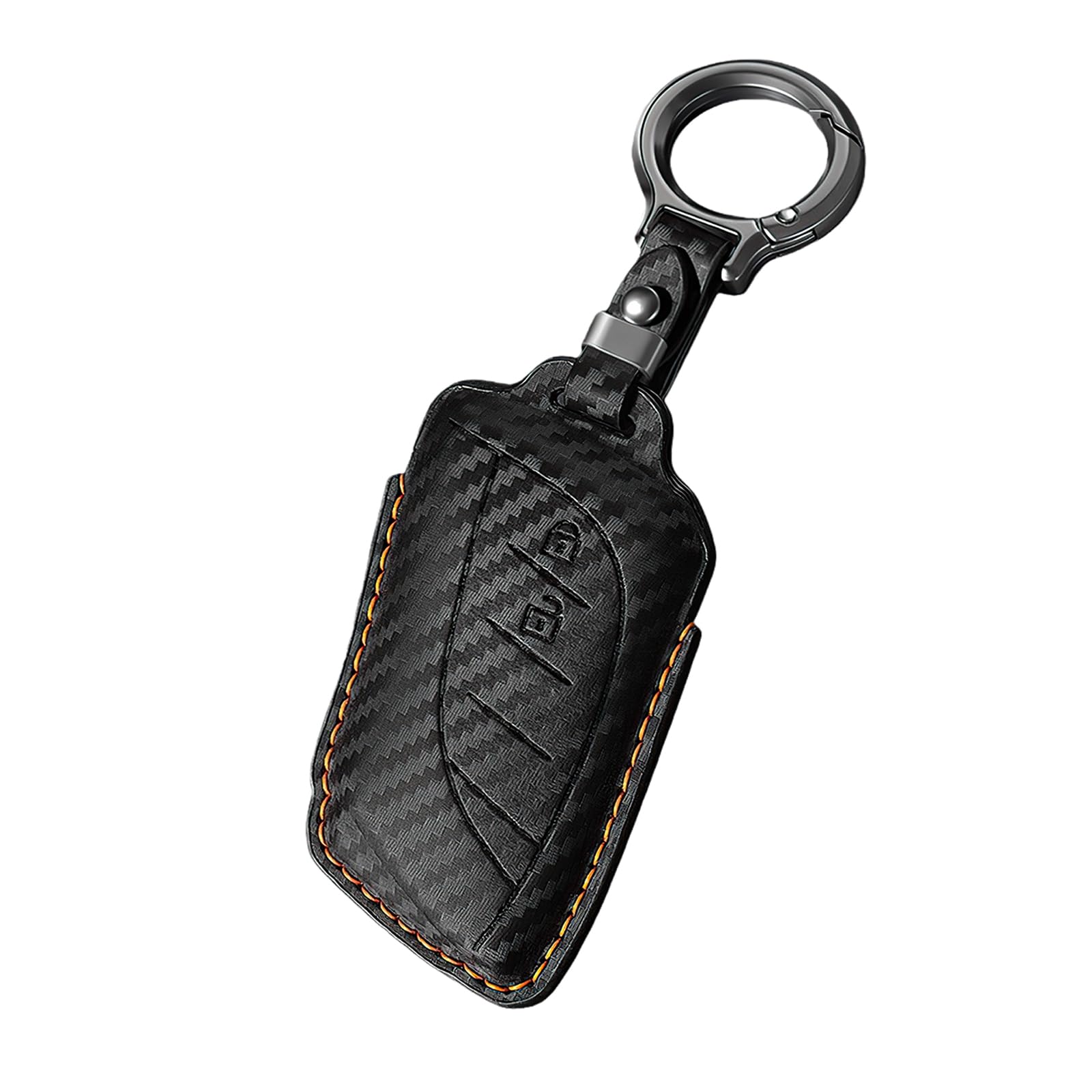 Car Key Case Compatible with Lexus LBX UX NX RX RZ LC500 NX350h ES 350e 500e PU Leather Carbon Fibre Pattern Key Cover Key Case Key Case Type A 2 Button Orange Line