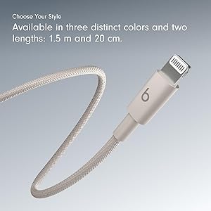Beats USB-C to Lightning Woven Cable Fast Charging Durable/Tangle-Free Compatible Charger for Apple Devices w Lightning Ports (1.5 m, 5 ft) - Surge Stone