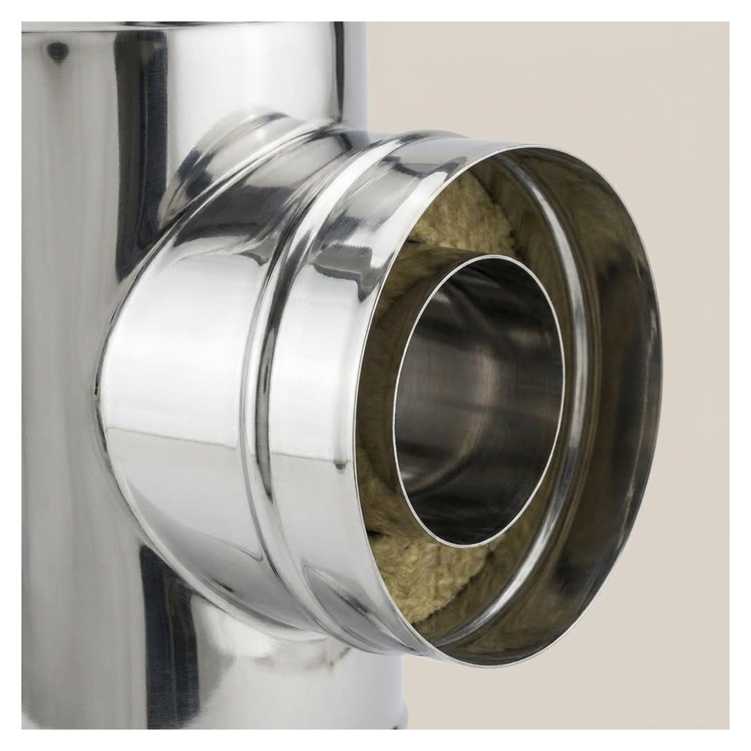 MAKA Raccordo T 90 Codino DP 80 Canna Fumaria Doppia Parete Inox Ø 100 mm