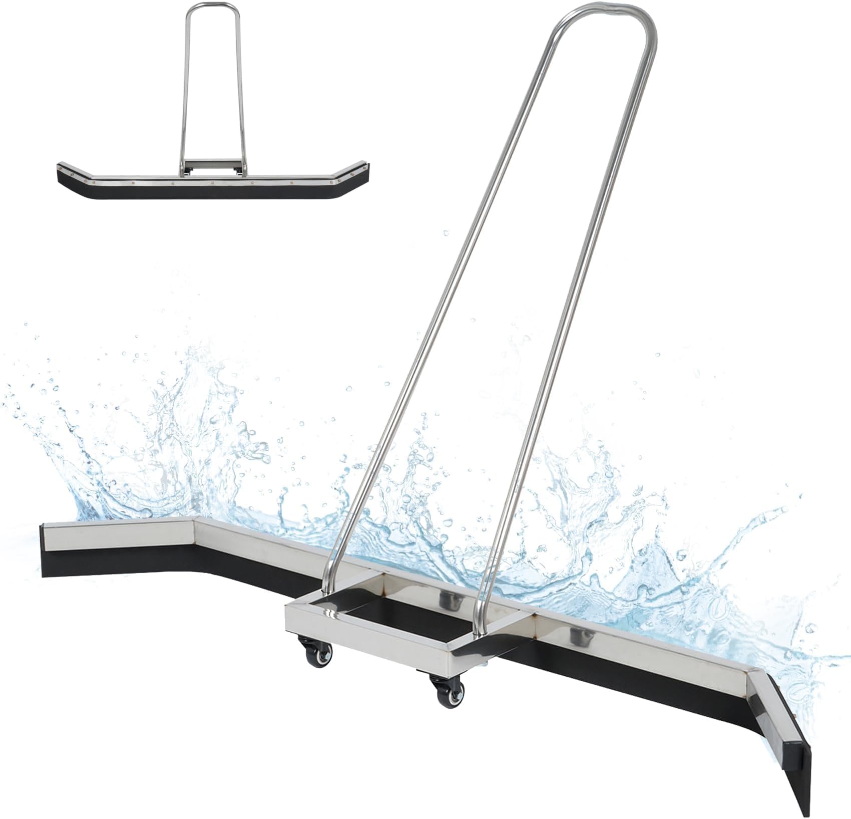 lukar Sport Tennis Court Squeegee Stainless Steel Rain Shuttle 53" Tennis Court Water Broom Floor Water Remover for Courts, Garages, Flat Floor