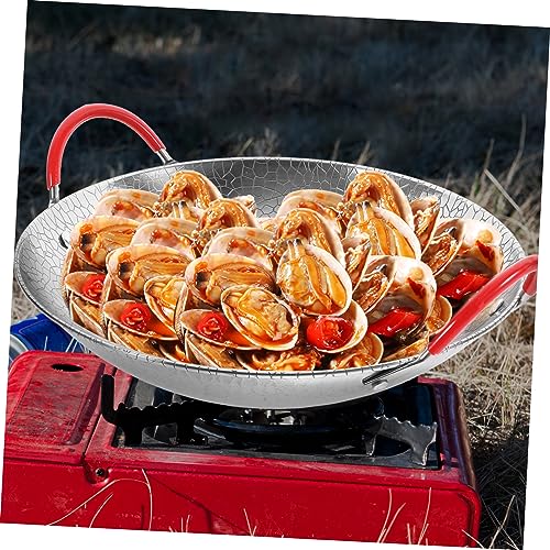 Wok con doble asa de acero inoxidable para cocinar miniatura 5