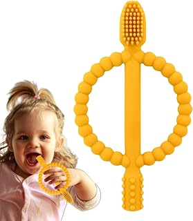 Silicone Teething Toothbrush | Soft Silicone 360-Degree Handle Infant Toothbrush | Infant First Toothbrush for Oral Clean, Teething Toys for Babies 6-12 Months Jmedic