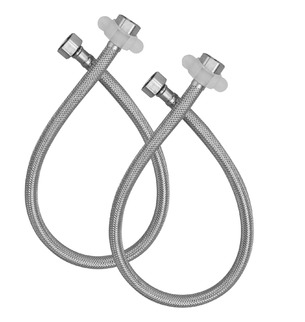 1 on 1 Heavy Stainless Steel Connection Pipe for geyser connection pipe for wash basin hose pipe (Silver, 24 Inch) - Pack of 2 (2)