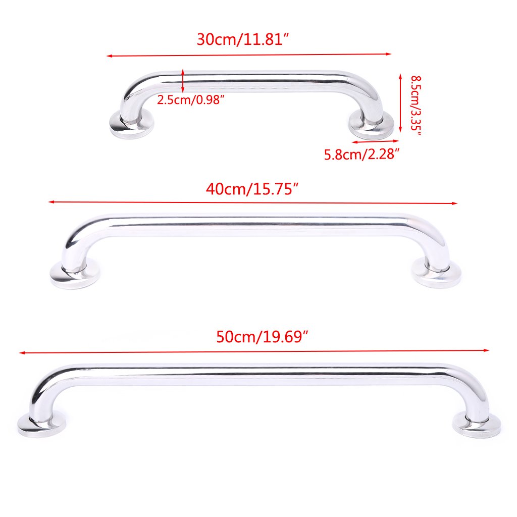 JOYKK 50 cm Baño de Acero Inoxidable Tina de barandilla Barra de Agarre Ducha Soporte de Seguridad Manija Toallero - Plateado