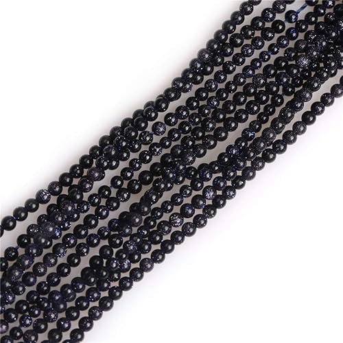 Miniatura 678 de GEM-Inside - Cuentas sueltas de piedra de lava negra natural de 0.315 in para hacer joyas, 15 pulgadas Cordierita de grado A