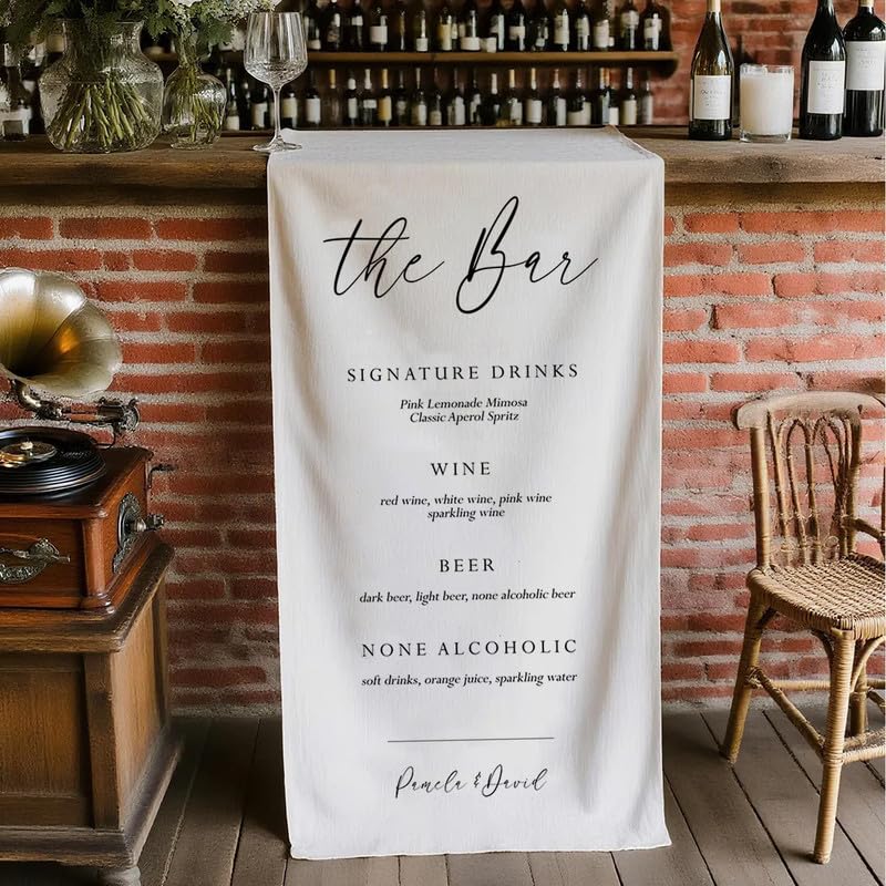 Personalized Bar Sign for Wedding, Cotton Linen...