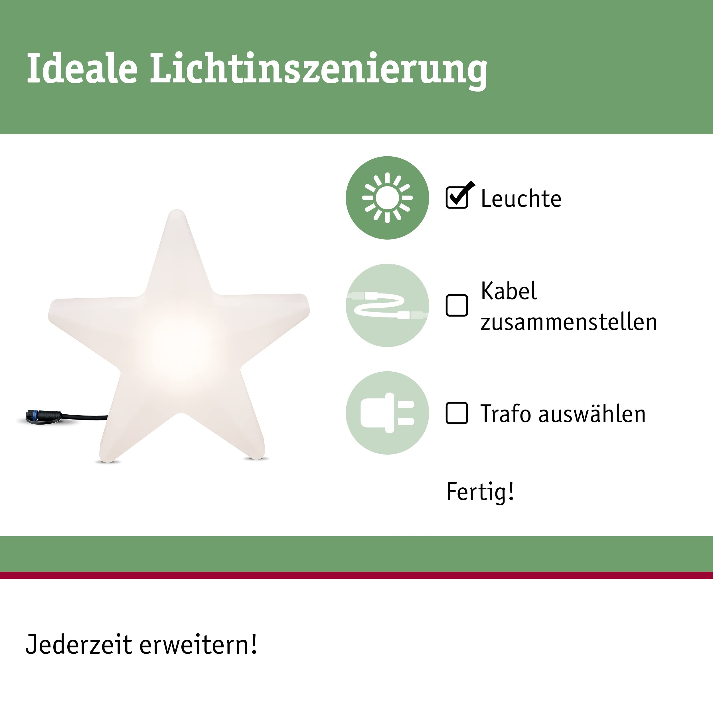 Paulmann Plug & Shine Lichtobjekt Star IP67 3000K 235lm 24V Dekoleuchte