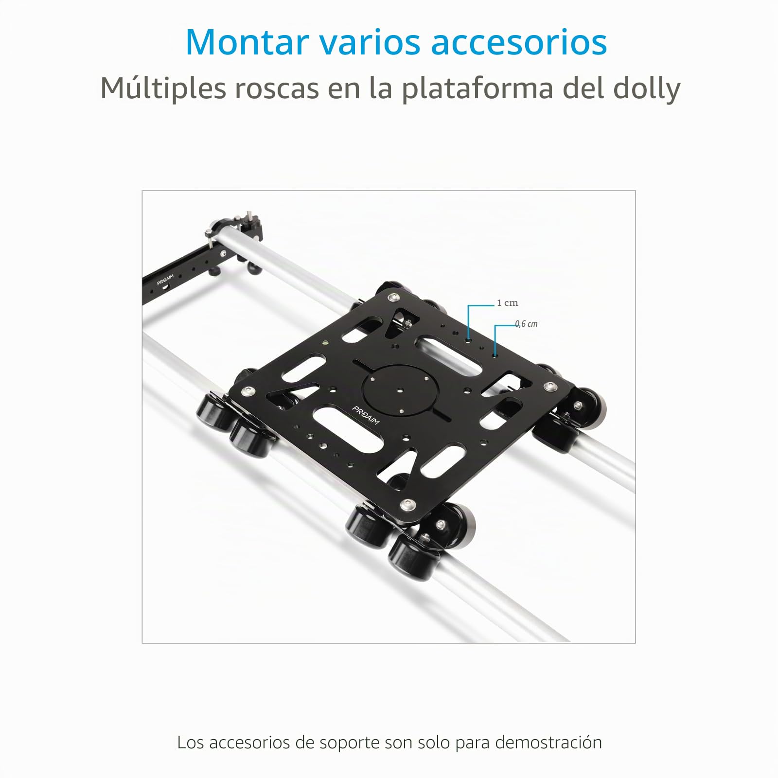 Dolly Deslizante PROAIM Breeza de Aluminio con Extremos de riel, 100 kg | Slider de aluminio CNC con 16 ruedas flotantes; suave en rieles rectos o curvos, montajes Mitchell, 75 y 100 mm