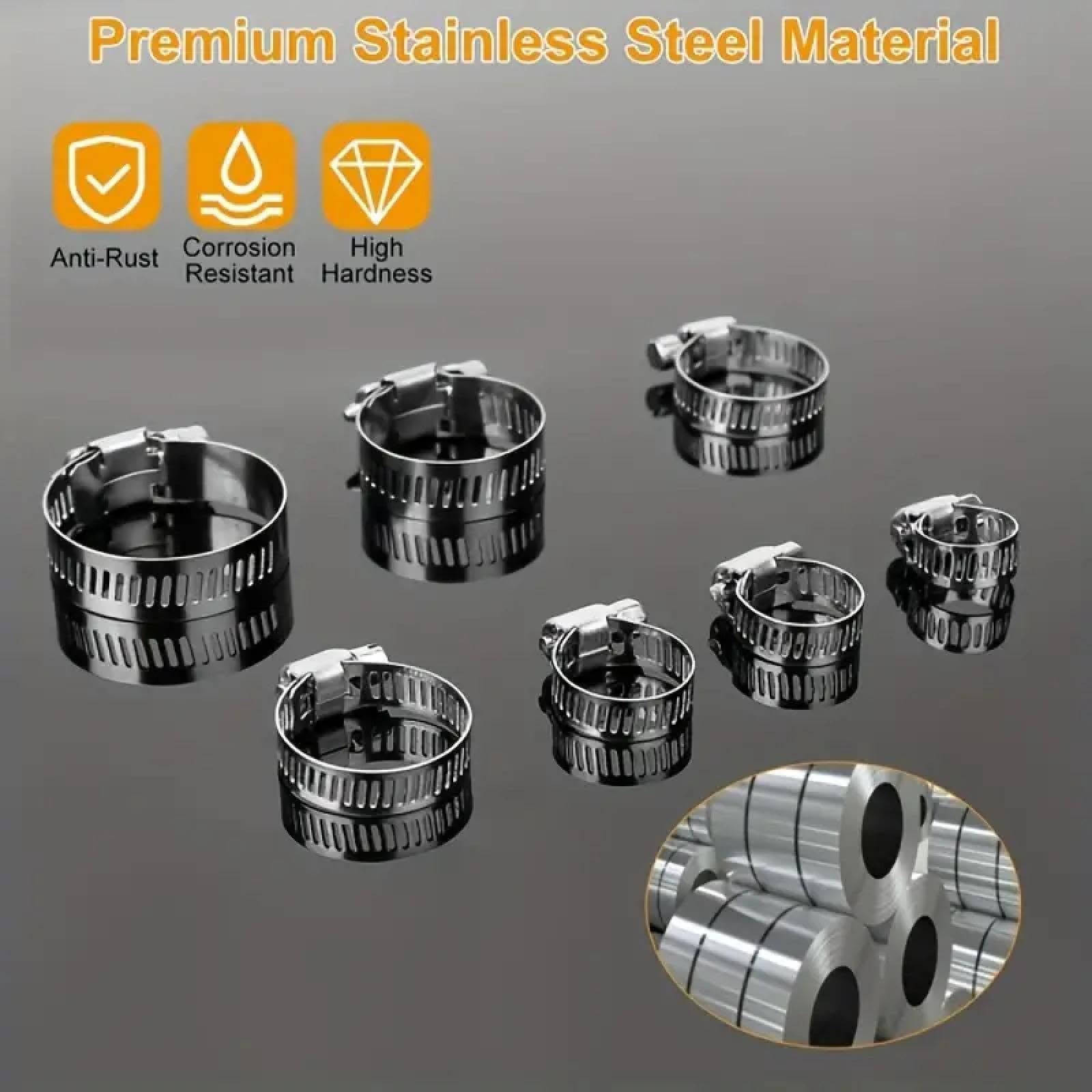 Juego de 10 abrazaderas de manguera de acero inoxidable ajustables de 8-25 mm para manguera de combustible, abrazadera de tornillo sin fin, herramienta fija para tuberías automotrices (10 unidades de