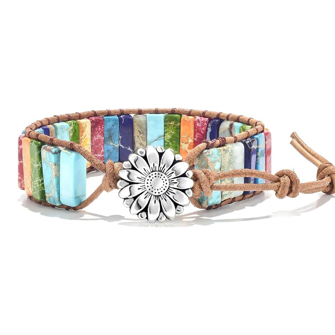 7 Chakra Bracelet,Boho Stone Wrap Beaded Bracelets for Women Jewelry Gift