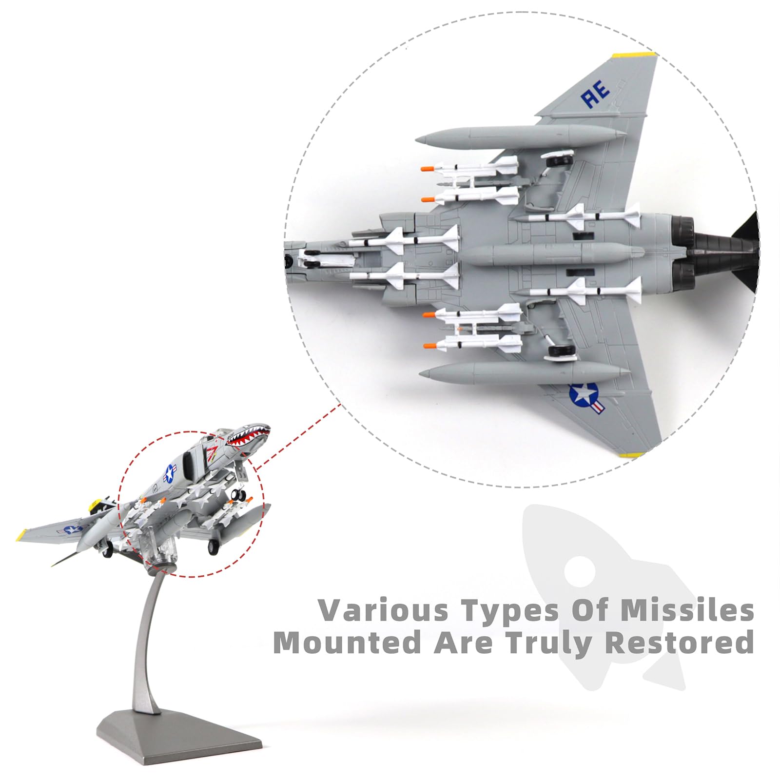 F-4C Phantom Modell 1/100 - Metall Kriegsflugzeug Modell | Mit Display Ständer