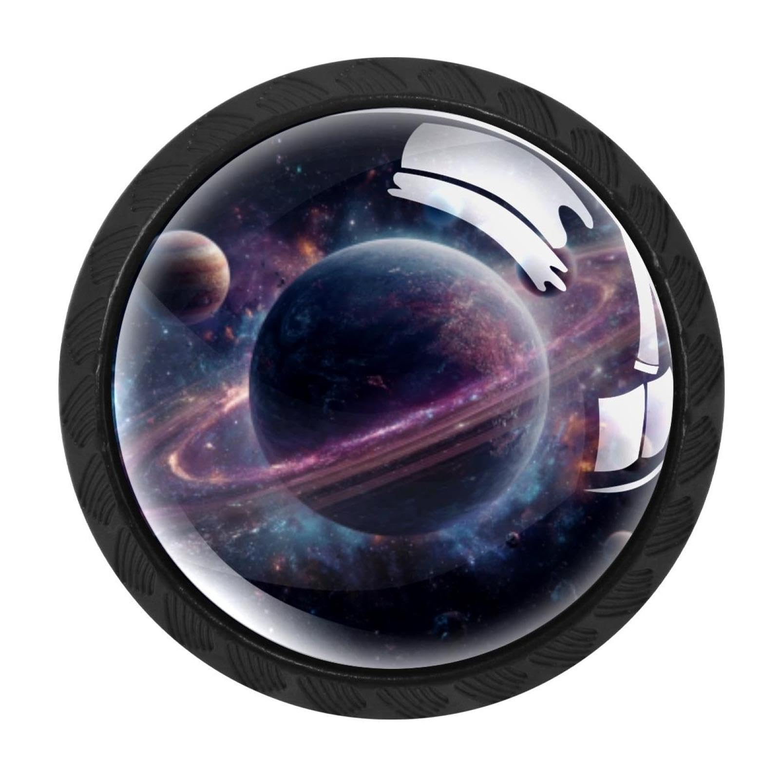 CHENZZZZ Space Planets Galaxy (3) Colorful Drawer Pulls 4 Pcs Handle Glass Door Cabinet Knobs Home Office Kitchen Wardrobe Cupboard Hardware for Dresser Drawers