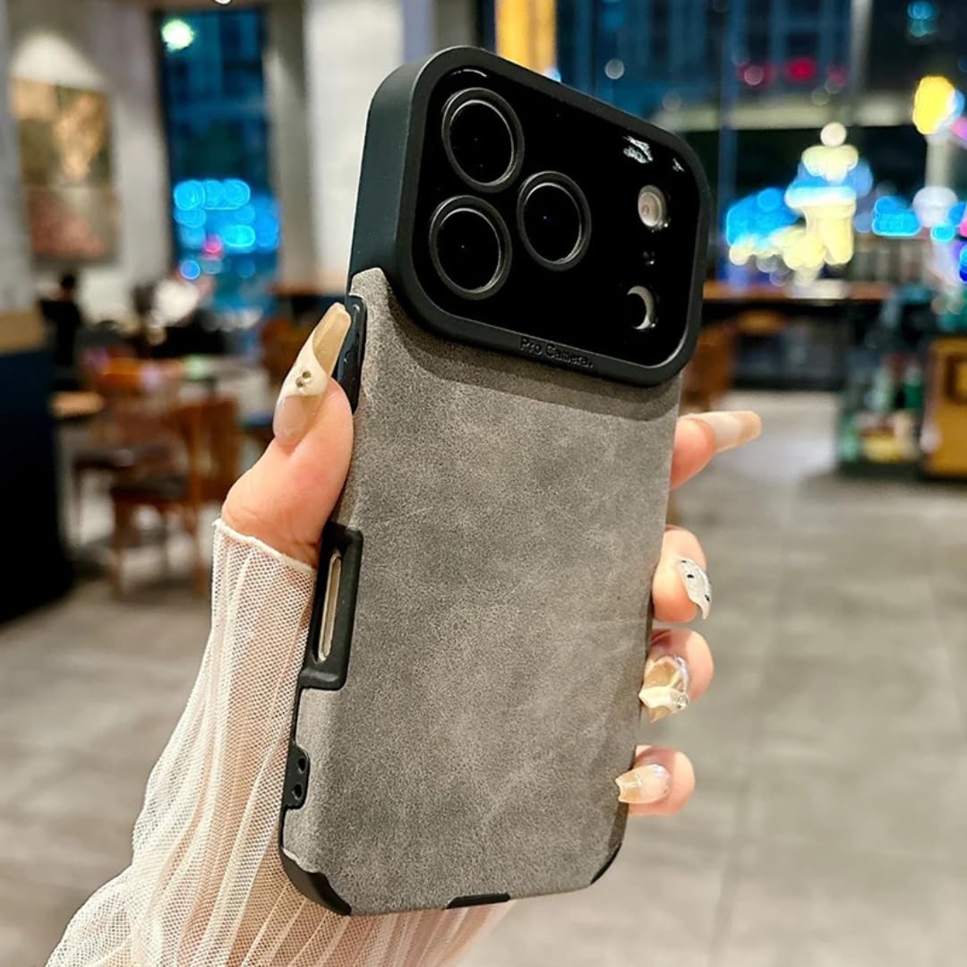 Protection en cuir pour iPhone 16 Plus antichoc gris mat