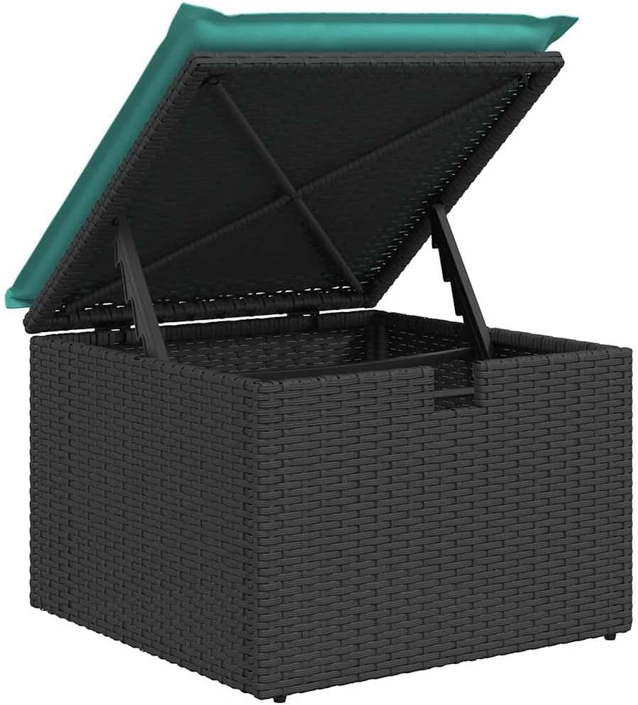 vidaXL Patio Sofa Set with Cushions, 4 Piece Black Poly Rattan - Outdoor Furniture for Garden, Terrace, Patio - Comfortable and Weather-