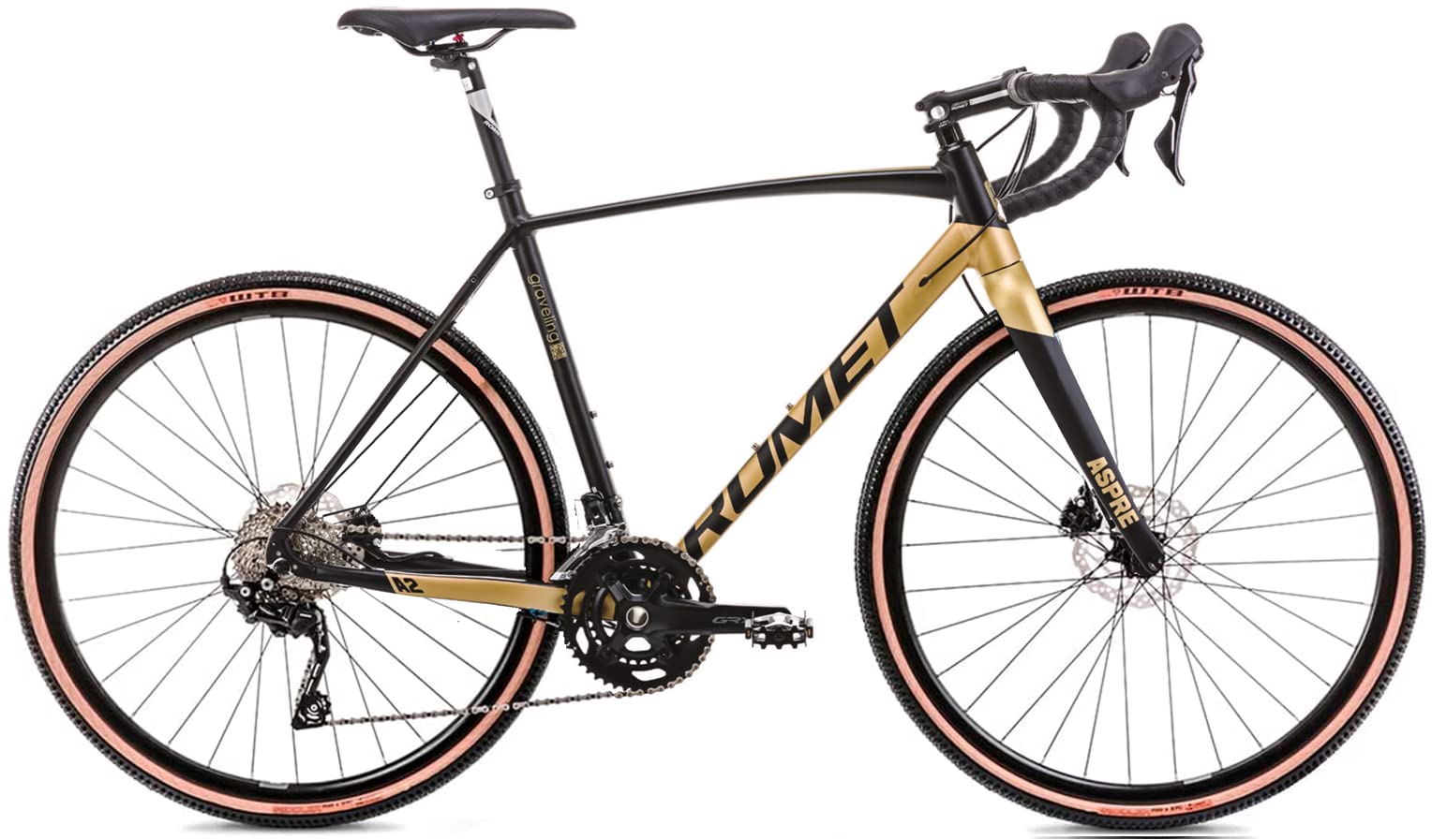 Bicycle Gravel 28 Romet Model Aspre 2 Litre Road Bike Frame Aluminium Fork Carbon Disc Brakes Hydraulic GRX 400 20V (52 cm