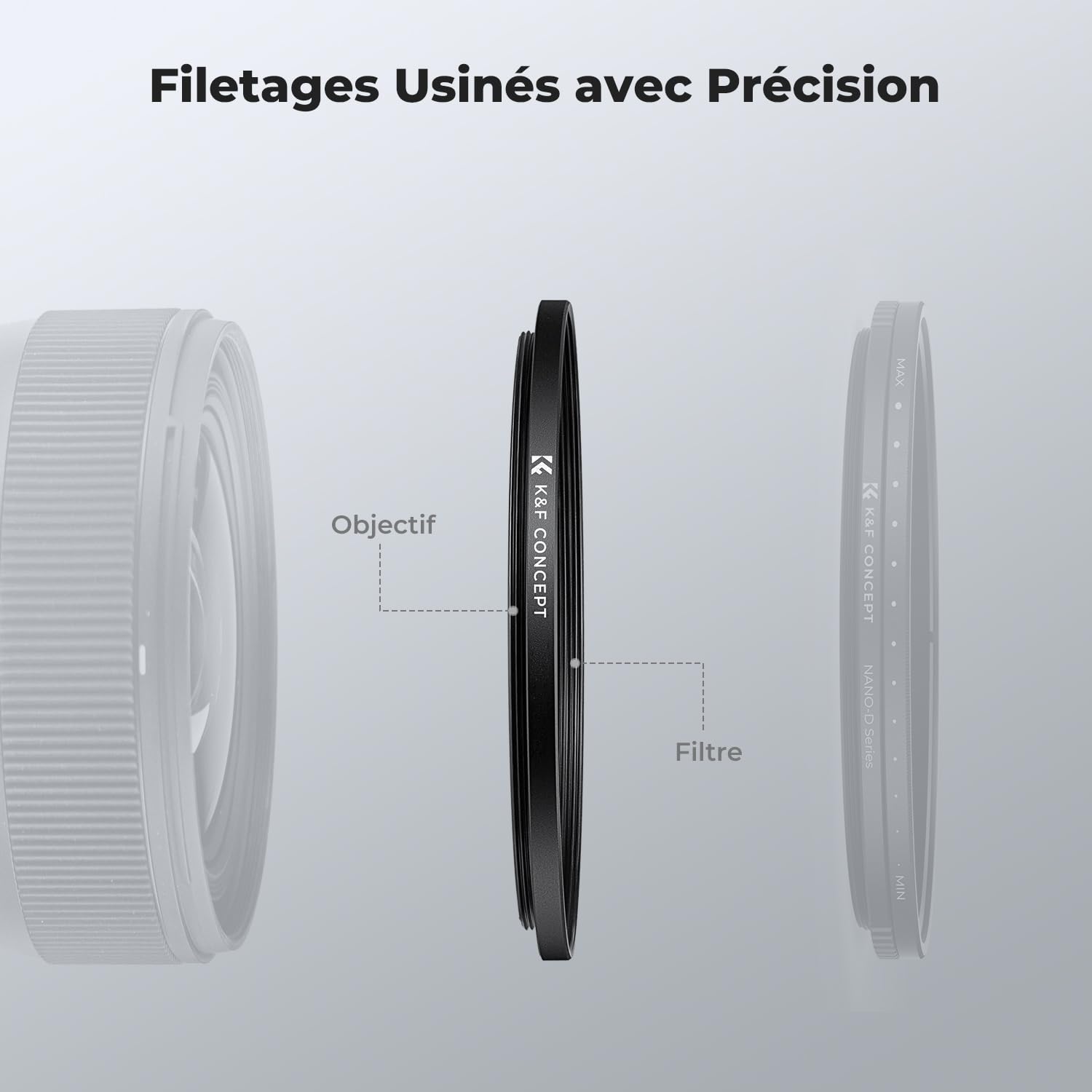 K&F CONCEPT Bagues d'adaptation 55-67mm Step up Ring pour Filtre 67mm vers Objectif 55mm et Chiffon