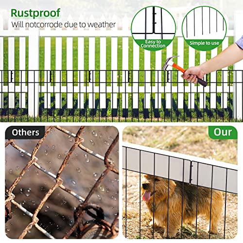 10 Stück Tier Barriere Zaun,43,2cm(H) X 3,4 m(L), Dekorativer Gartenzaun, Kein Graben-Zaun Patio-Grenze Tierzaun für Hunde Kaninchen im Freien Patio