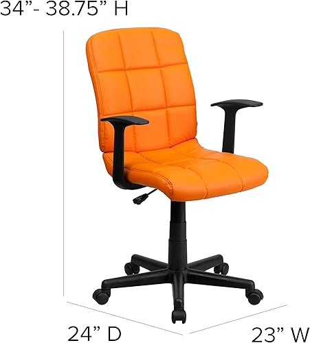 Miniatura 3 de Flash Furniture - Silla giratoria de respaldo medio de vinilo, acolchada, color negro