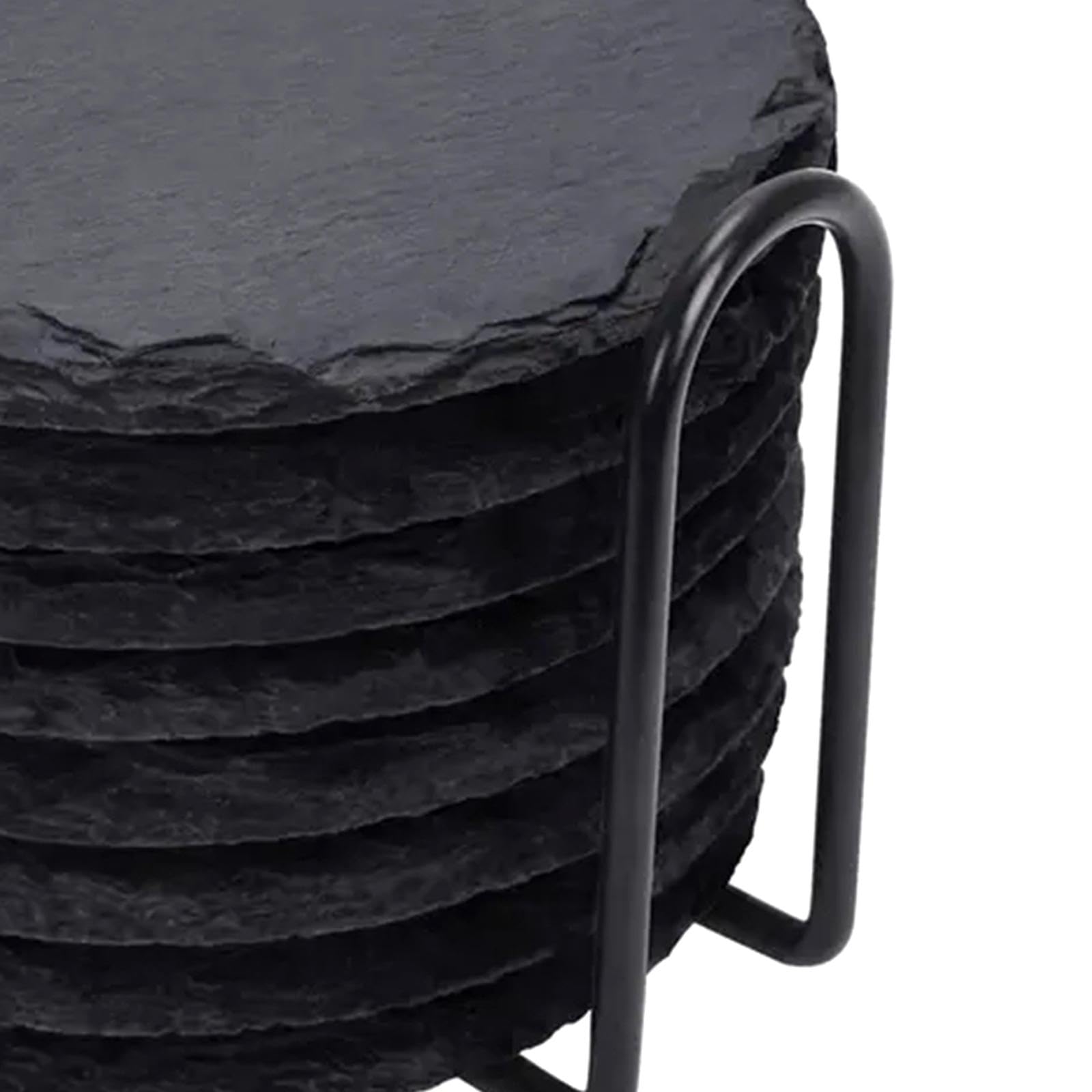 8 Pièces Dessous de Verre Ardoise Porte-dessous Pierre Coaster Set Organisation Facile Boisson Décoration Intérieure Adapté à La Maison Bureau Cuisine, ROND