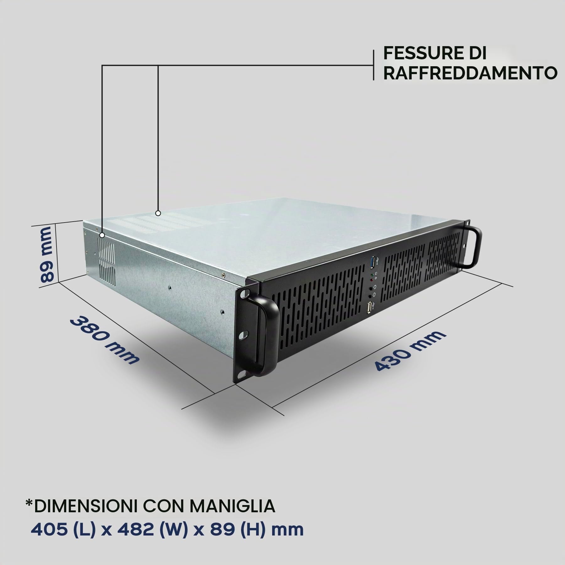 Rack 2129 19" 2U - Argento/Nero - 1 x USB 3.0 + 1 x USB 2.0