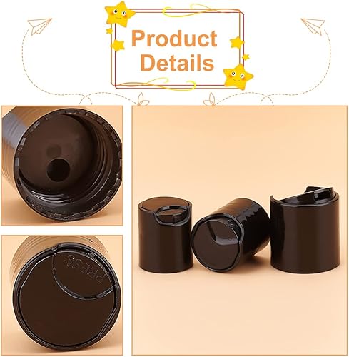 Miniatura 4 de BENECREAT 30 tapas de prensa de plástico PP, 3 tamaños negros de repuesto con cierre superior de disco dispensador, cierre de botella de loción para