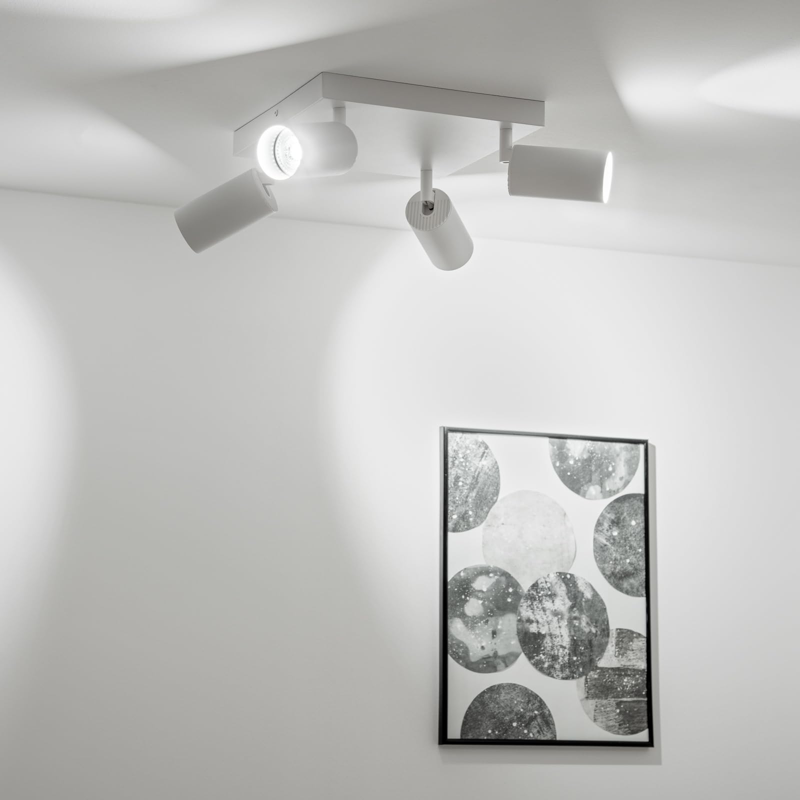 Lumiled Plafonnier à 4 spots pour plafond, plafonnier, plafonnier, orientable, pivotant, blanc, rond, 4 douilles GU10, 230 V