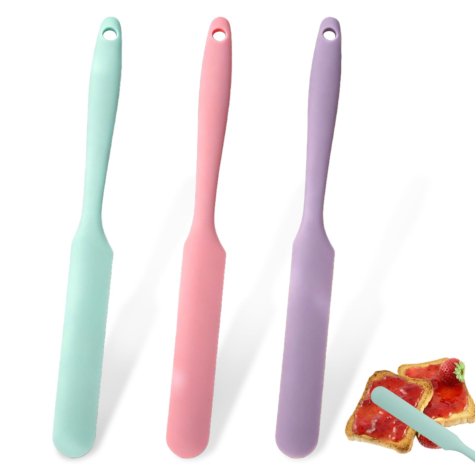 3 Pack Silicone Jar Spatula Small Silicone Spatulas Mini Jar Scraper for Peanut Butter, Mayo, Jams Flexible Kitchen & Baking Tools(Color B)