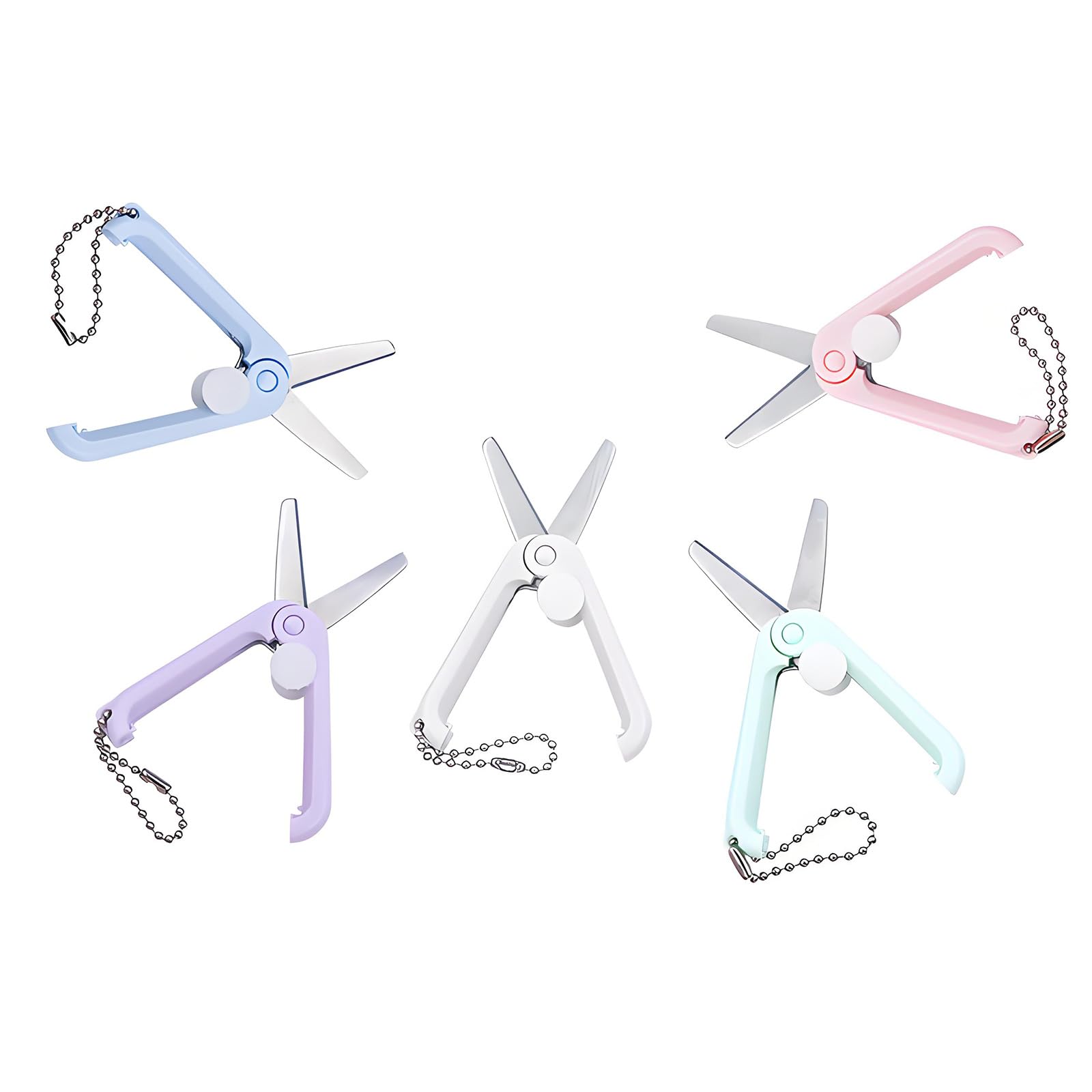 of 5 Random Color Metal Miniature Scissors Easy Carry for Daily Tasks Small Light Weight Miniature Craft Foldable