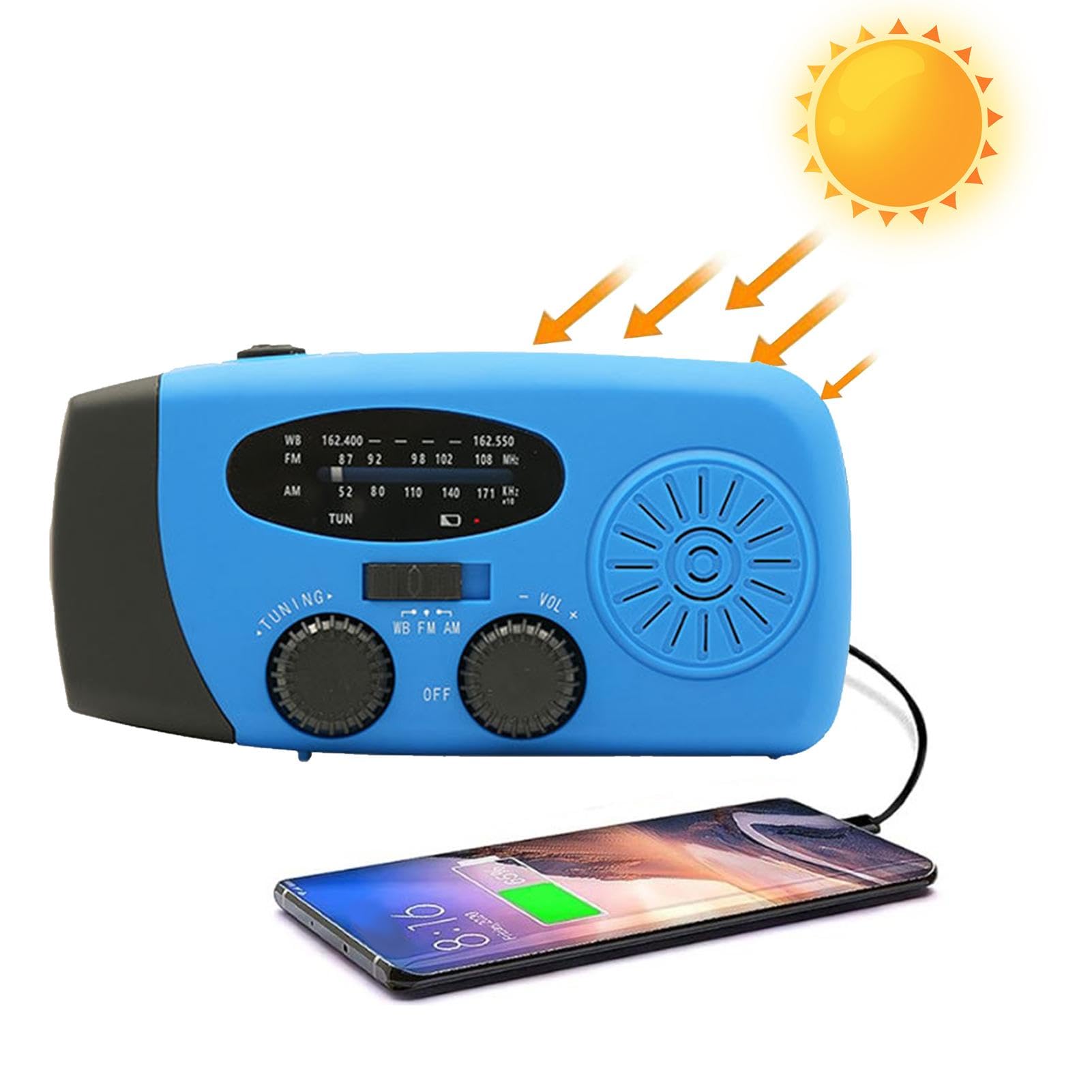 Radio Solar, manivela de Radio meteorológica,Radio portátil - Radio meteorológica, Radio Solar portátil, Linterna LED para Correr, Caminar, casa, Supervivencia, Camping