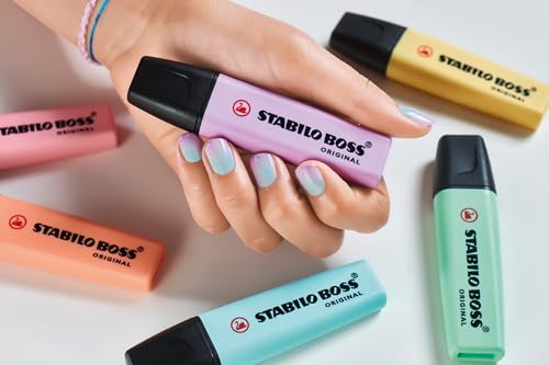 Image of STABILO BOSS Original Pastel - Highlighter Pen - Wallet of 4 (Assorted Colours)