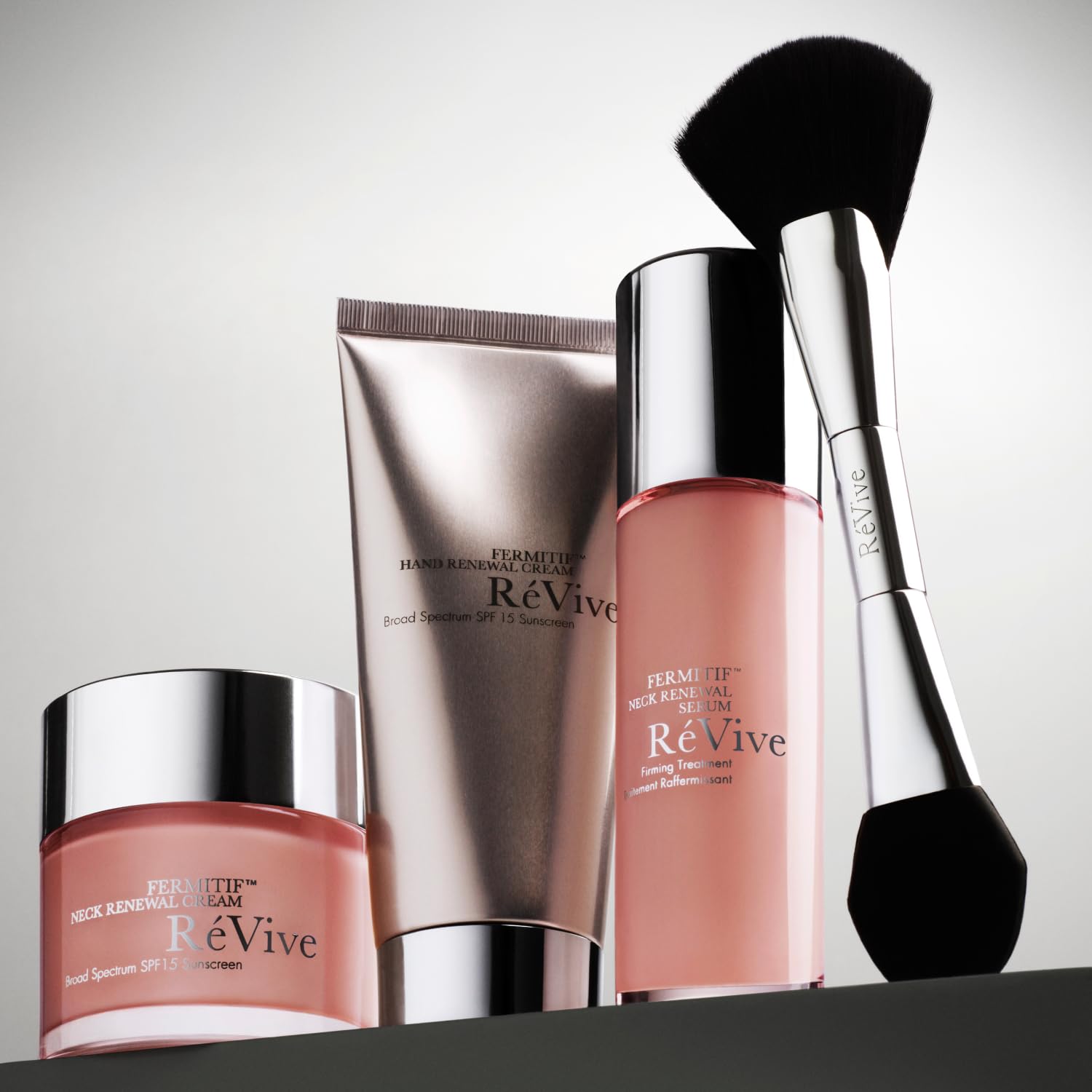 RéVive Neck Firming and Tightening Serum - Fermitif Neck Serum to Restore Skin's Elasticity, Smooth Fine Lines & Boost Collagen - Includes Dual Ended Applicator Brush (1.7 oz)