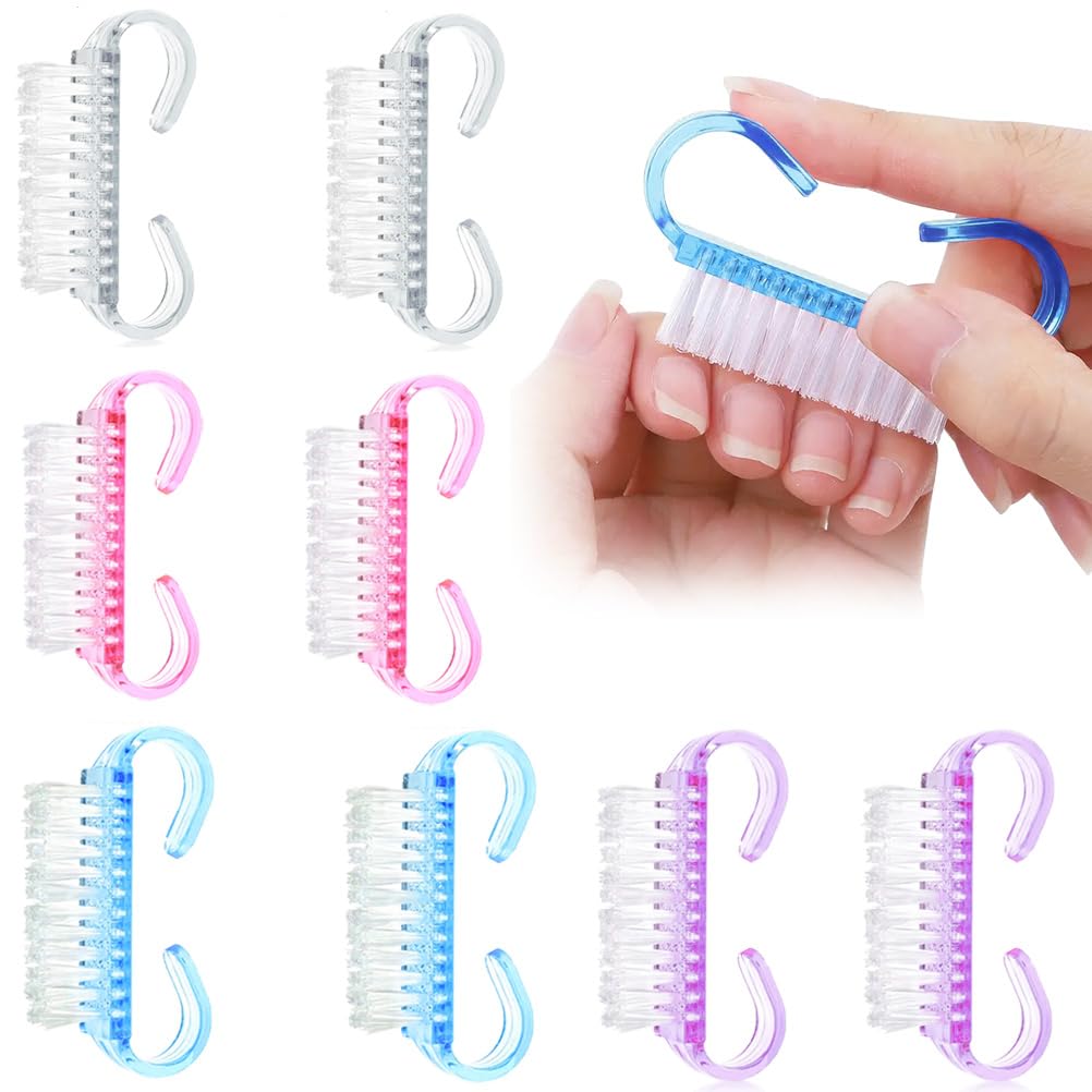 8Pcs Brosse Ongle, Poignée en Plastique Outil de Brosse de Nettoyage des Ongles pour Nail Art, Brosse de Nettoyage à la Main, Nettoyage Lavage Quotidien.