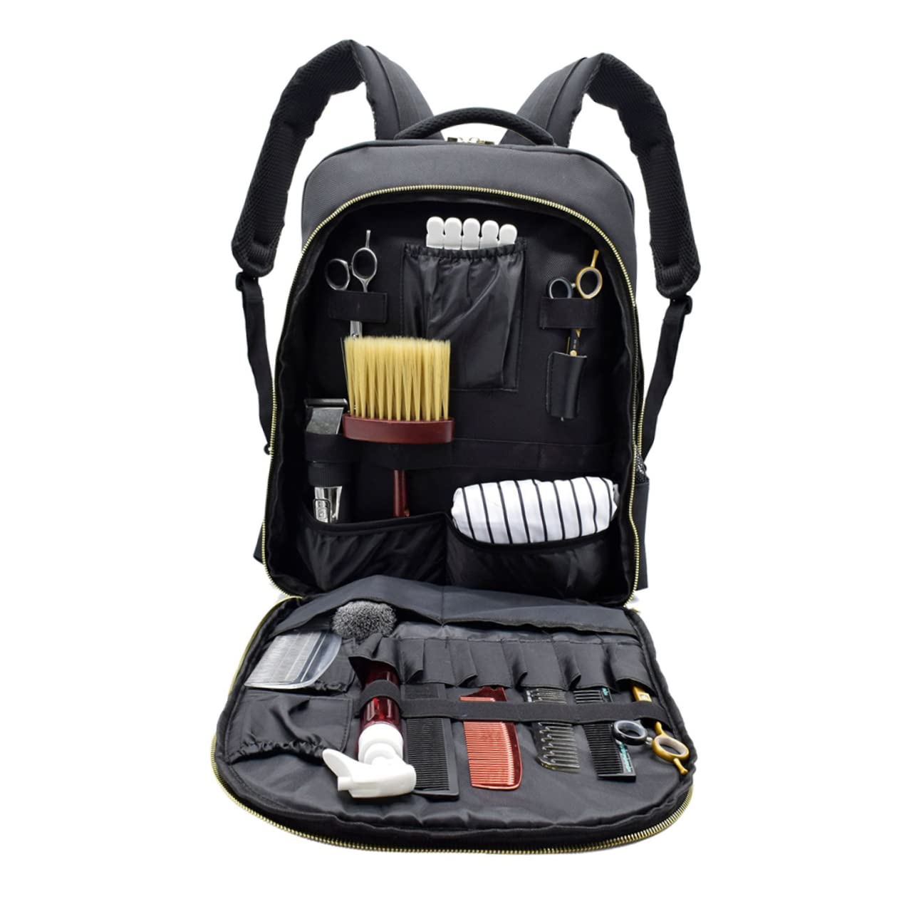 Mikinona Zaino e Resistente alla Pressione Portatile da Parrucchiere in Poliestere Nero, Borsa Porta Attrezzi Grande Capacità per Viaggio e Uso Quotidiano