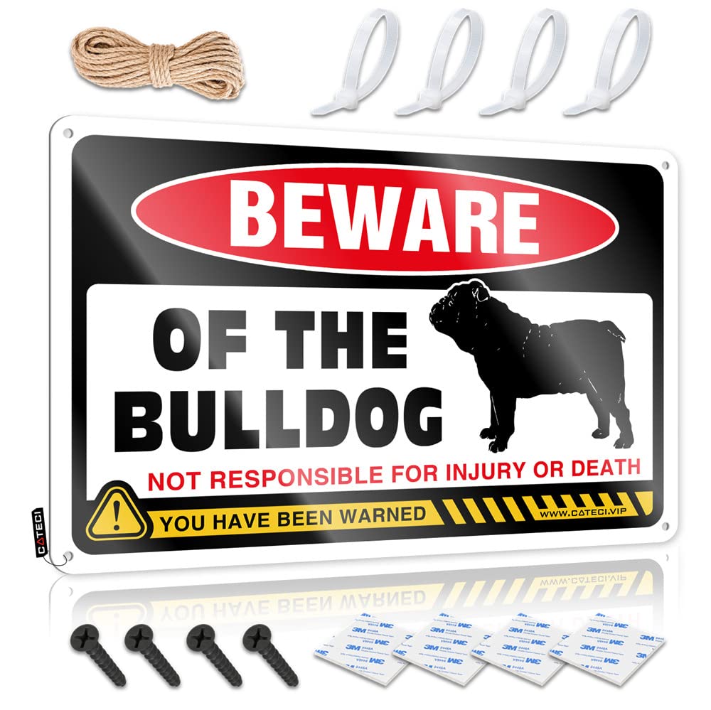 ZTBBDNQHA Tin Sign Funny Beware Of Bulldog Sign Funny Sogns Tin Signs Camping Rules(30X40CM)