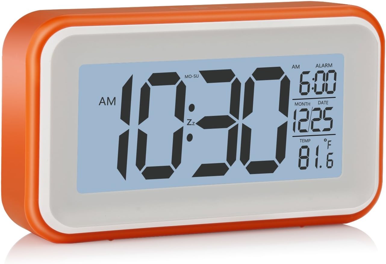 Alarm Clock Smart Backlight, Touch to Snooze Alarm, Temperature Clock, Dimmable