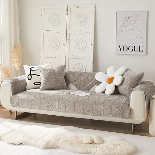 Miniatura 3 de vctops Funda gruesa de terciopelo para sofá modular, funda acolchada geométrica para sofá modular, funda suave y antideslizante, protector de