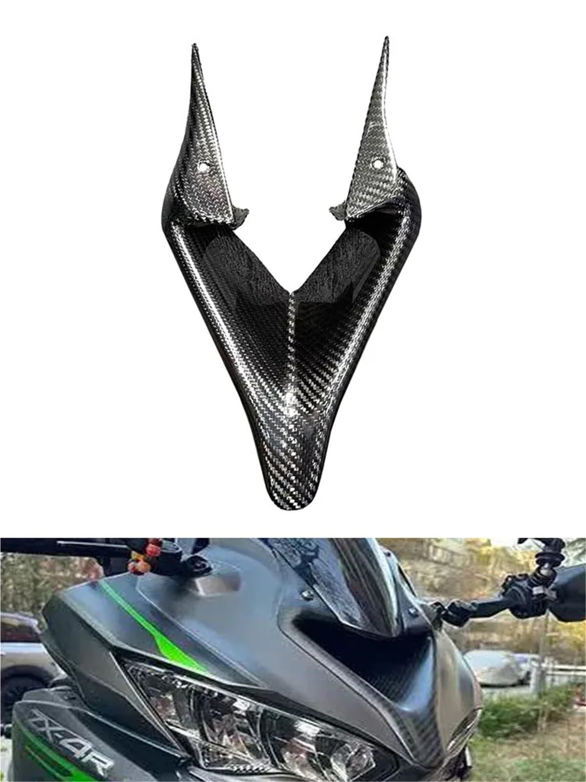 Front Bumper Splitter dachowy Pasuje do KAWASAKI Ninja ZX4R ZX4RR ZX-4R ZX25R Zestaw dolnego spojlera przedniego, osłona wlotu powietrza