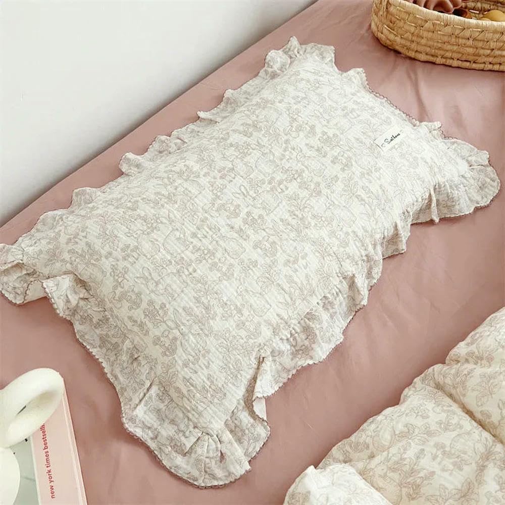 KKRANG Pillowcase Floral Print Cotton Muslin Newborn Pillow Case Cover 30x50cm 48x74cm