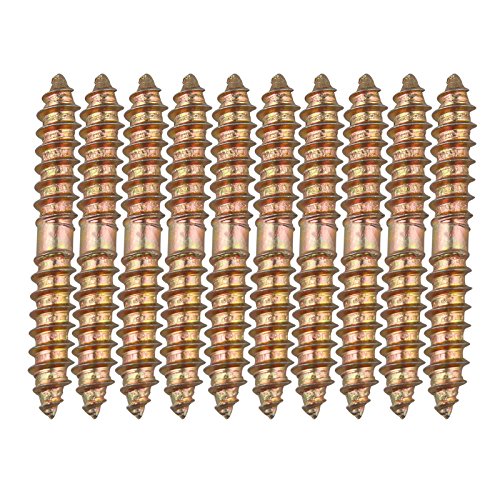 HALJIA 10 boulons de fixation pour meuble Cheville - M6 x 50 MM à tête double extrémité - Bois à bois