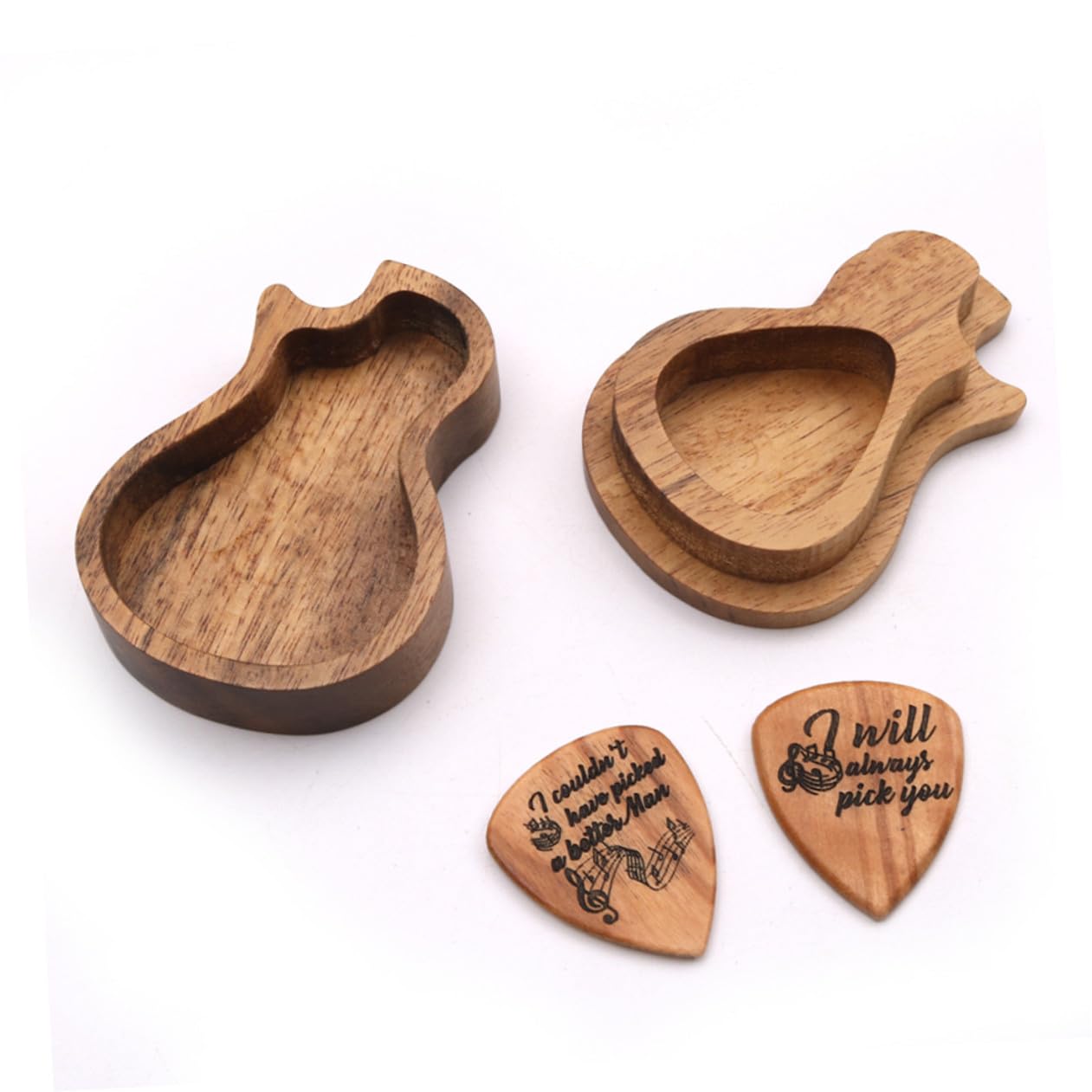 ibasenice 3sets Custodia Forma Di Chitarra Per Plettro Scatola Porta Plettro Legno Contenitore Pratico Per Collezione Accessori Chitarra Per Musicisti