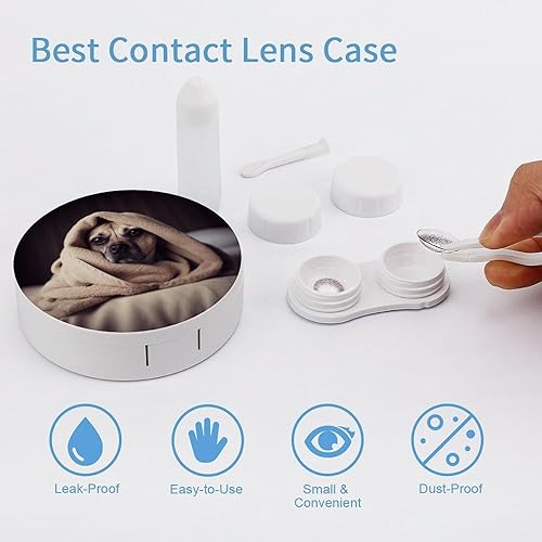 Miniatura 3 de Estuche para lentes de contacto, perro de viaje en una manta, caja de contacto con solución de espejo, aplicador de botellas, kit de herramientas de