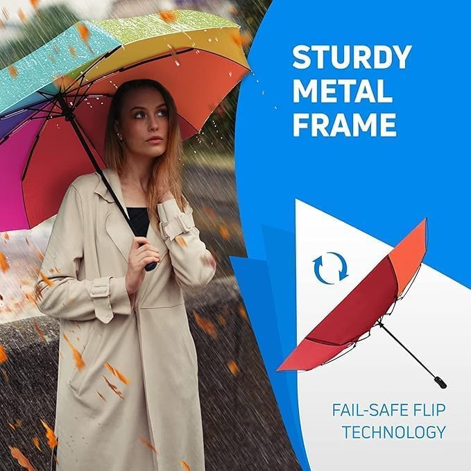 Image of MOROVIK Large 3 Fold UV Protection Umbrella for Men, Women & Kids - Windproof Compact Folding Sun with Strong Frame, Portable Travel Umbrella for Office