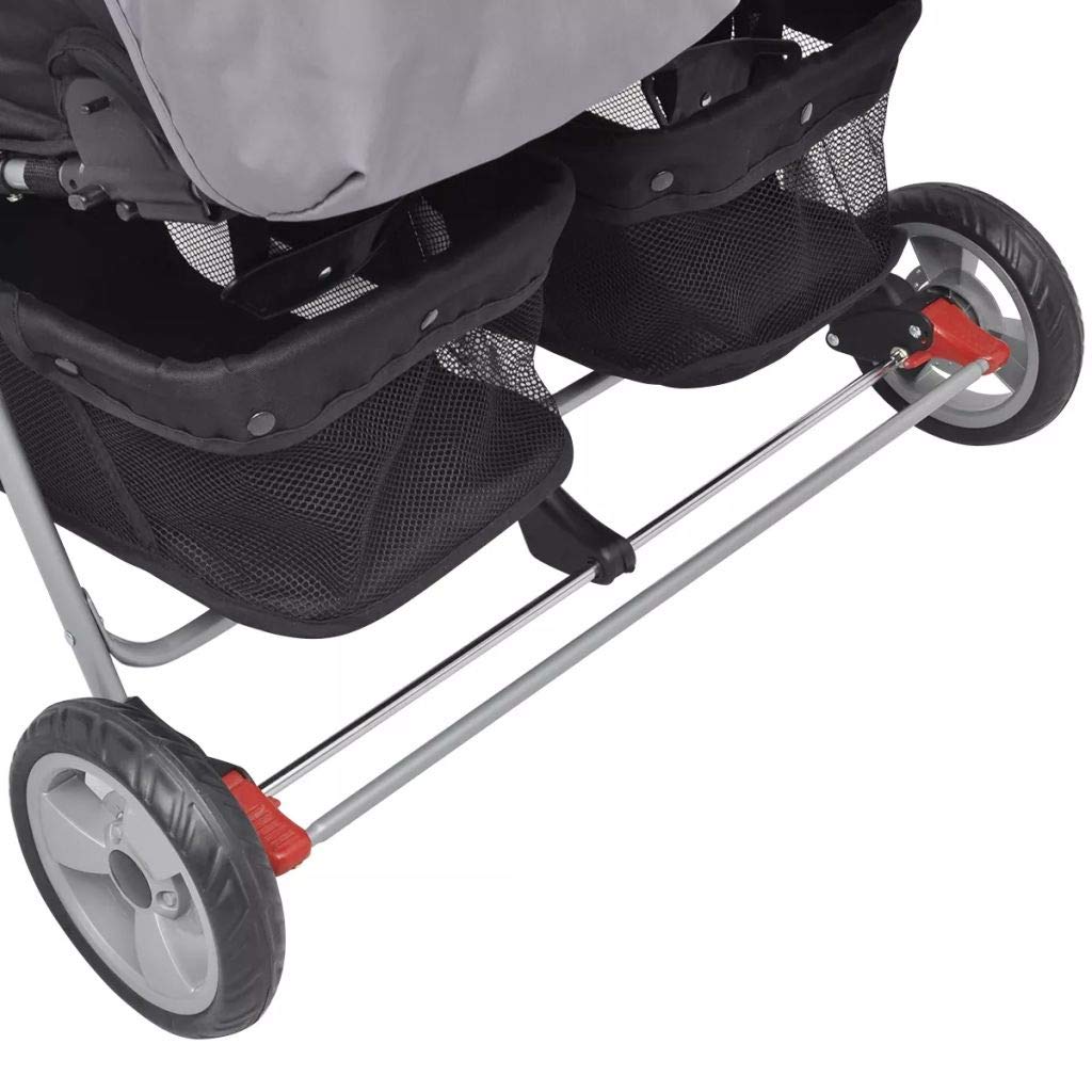Tidyard Passeggino Carrozzina Gemellare Bimbini Pieghevole in Acciaio,Carrozzina Gemellare Pieghevole,Passeggino Doppio,Passeggino Pieghevole,Carrozzina Doppio 93x68x103 cm Carico 2x15 kg