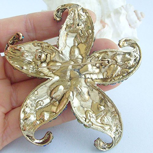 Image of Charming 3.15 inch Austrian Crystal Starfish Brooch Pin Pendant Wedding Prom BZ4824