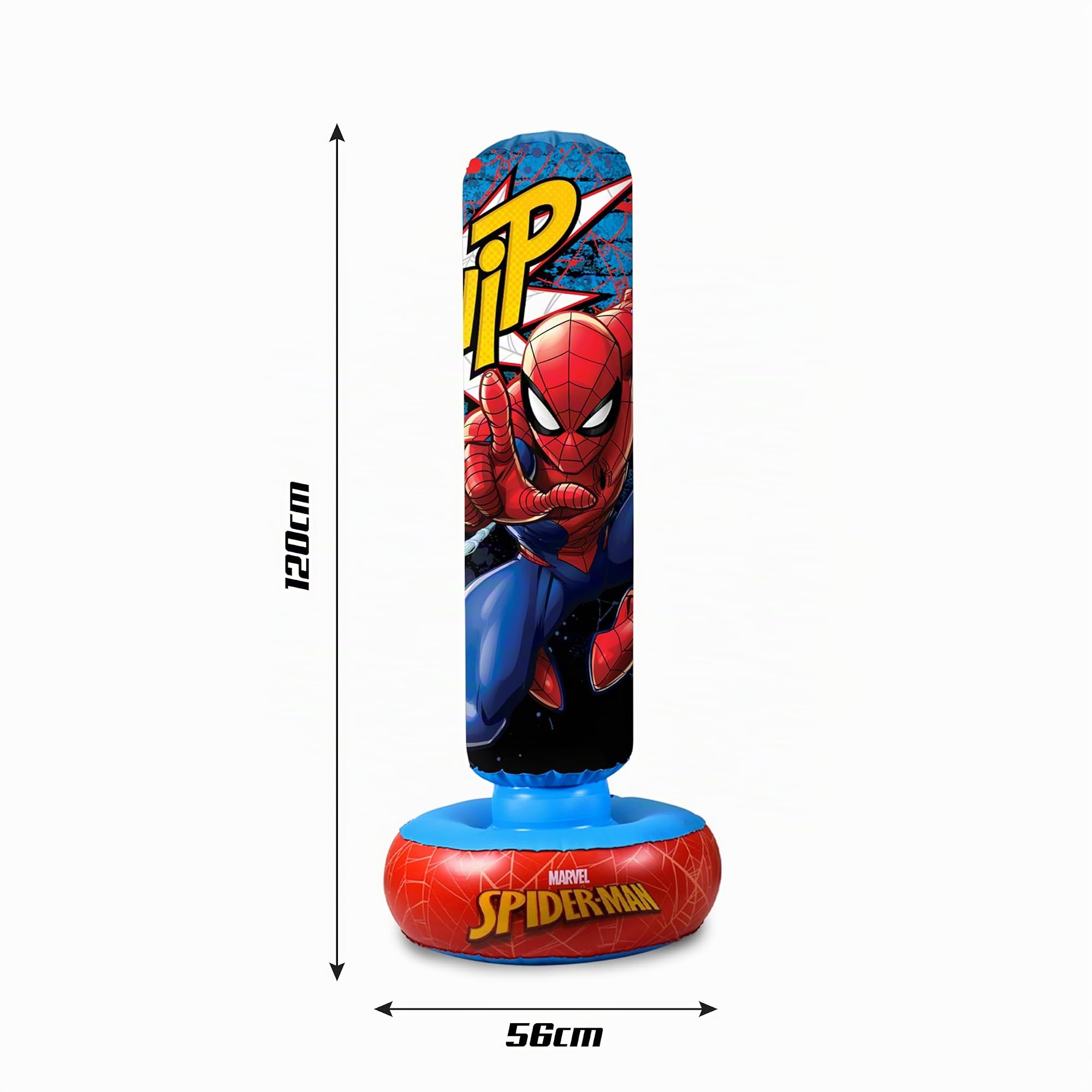Hy-Pro Sac de Boxe Gonflable Spiderman sous Licence Officielle avec Gants de Boxe – Sac de Boxe sur Pied pour Enfants, Jouets et Cadeaux, 5 Ans et Plus