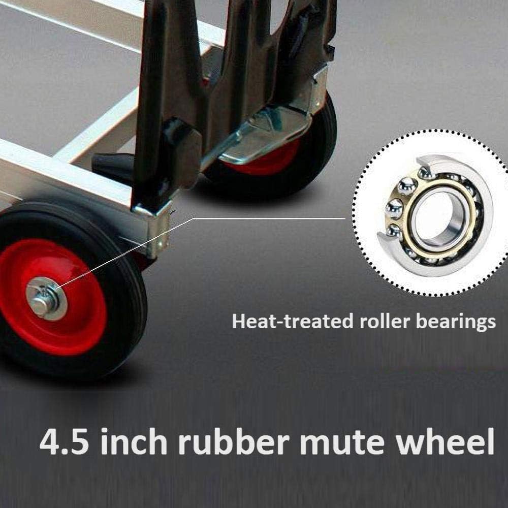 Patuk-Shop Carretilla de Mano Plegable de Aluminio Carro de Mano 2 en 1 Carretilla de Transporte Plegable con Plataforma Carga de 181 kg Ruedas de Goma para Transporte de Mercancías de Almacén